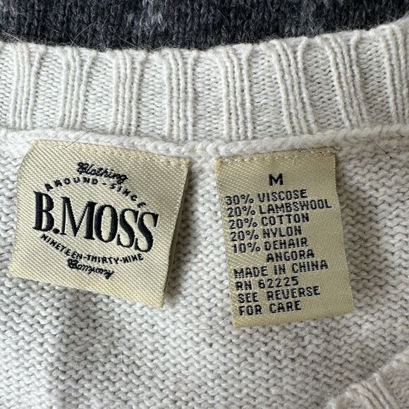 B Moss Lambswool Angora Cardigan Sweater Sz M Fair Isle Nordic Winter Vtg 90s - Picture 5 of 11